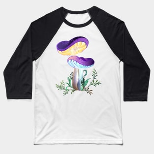 Two Glowing Mushrooms Baseball T-Shirt